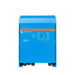 Front view of blue Victron Quattro 24V 5000VA inverter charger with LED status indicators