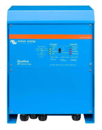 Front view of Victron Quattro 48V 5000VA inverter charger showing control panel and indicator LEDs