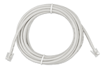 Coiled 15m grey RJ12 UTP cable with transparent modular connectors on both ends