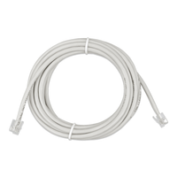Coiled 3m grey RJ12 UTP cable with transparent modular connectors on both ends