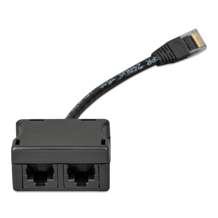 Back view of the Victron RJ45 splitter housing showing the cable entry point