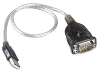 RS232 to USB converter cable with silver braided wire and male DB9 connector
