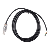 Coiled 1.8m black interface cable with USB-A plug and colour-coded stripped wire ends