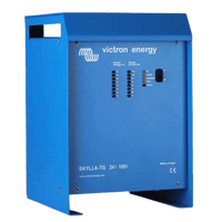 Victron Skylla-TG 24V 100A battery charger with blue metal enclosure and LED front panel