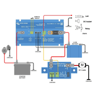 Technical wiring diagram showing Smart BMS integration between starter battery and lithium battery bank