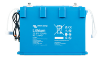 Front view of Victron Smart NG 24V 100Ah LiFePO4 battery showing technical labels