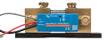 Front view of Victron SmartShunt 1000A IP65 with blue Bluetooth module and brass terminals