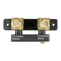 Top view of the battery monitor indicating the correct system and battery negative connection points