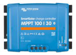 Front view of Victron SmartSolar MPPT 100/30 charge controller in blue