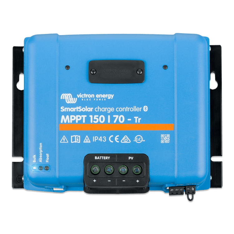 Front view of blue Victron SmartSolar MPPT 150/70-Tr Bluetooth solar charge controller