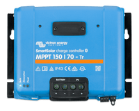 Front view of blue Victron SmartSolar MPPT 150/70-Tr Bluetooth solar charge controller