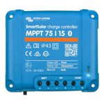 Front view of Victron SmartSolar MPPT 75/15 charge controller showing labels and terminals