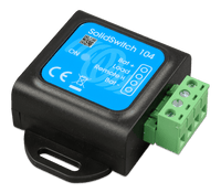 Angled isometric view of Victron SolidSwitch 104 with green terminal block