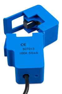 Open split-core current transformer showing the internal ferrite core and hinge mechanism