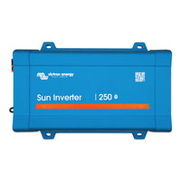 Top view of the blue Victron Sun Inverter housing with Bluetooth logo
