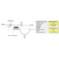 Wiring diagram and specifications table for the Victron VDI-16 galvanic isolator