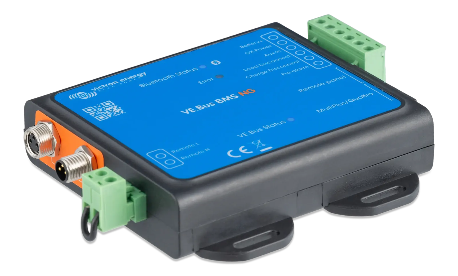 Side view of the BMS unit highlighting the circular BMS connectors