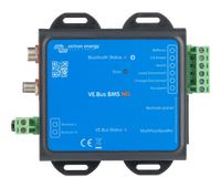 Top view of Victron VE.Bus BMS NG with terminal labels and status LEDs