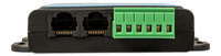 Connection face of the Victron VE.Bus BMS V2 showing RJ45 sockets and 6-way terminal