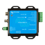Top-down view of Victron VE.Bus BMS V2 showing blue faceplate and green screw terminal blocks