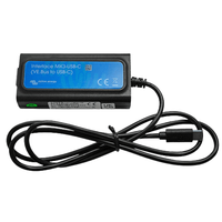 Victron VE.Bus to USB-C MK3 interface adapter with blue identification label and black cable