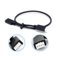 Close up of Coiled 0.3m black VE.Direct cable with 4-pin white connectors