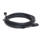 Coiled 5m black VE.Direct cable showing one right-angle and one straight connector