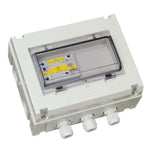 Enclosed 10kVA single phase transfer switch with clear viewing window and cable glands