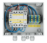 Internal wiring and components of 10kVA transfer switch including contactors and terminals