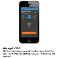 Victron VRM app interface on a smartphone for remote system monitoring