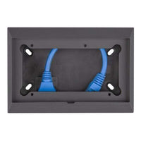 Front view of a dark grey Victron wall-mounted enclosure with internal cable space and mounting slots