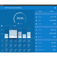 VictronConnect app screenshot displaying live solar yield and battery status monitoring