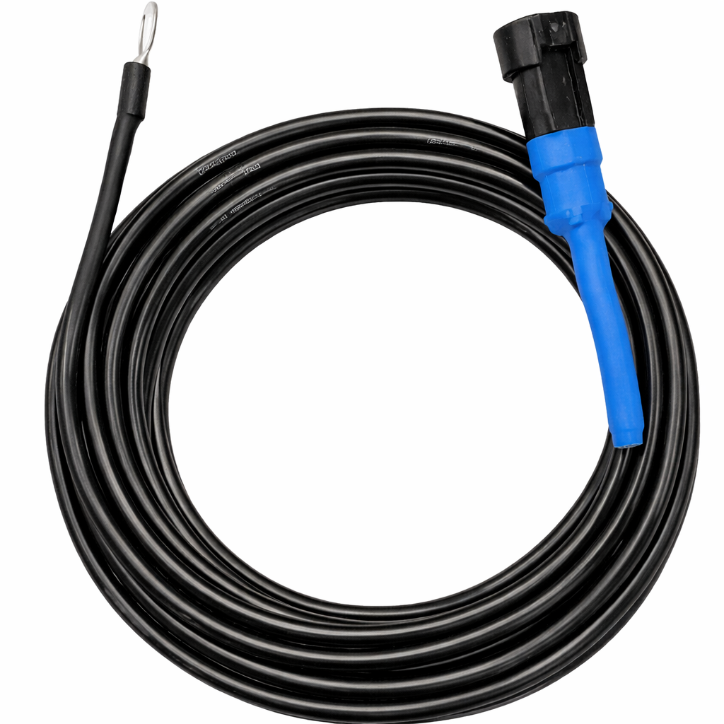 Wakespeed 8m temperature sensor featuring a metal ring terminal and sealed blue connector for WS500 regulators