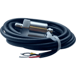 Stainless steel water tank level pressure sensor with coiled cable and exposed wire ends