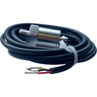 Coiled stainless steel pressure sensor with exposed red, black and yellow wire tails