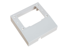 White plastic mounting spacer for C Type GPO with central cutout and pre-drilled mounting holes