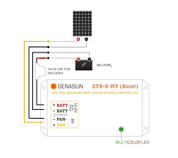 Wiring diagram connecting solar panel to GVB-8-WP controller and 4S LiFePO4 battery