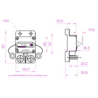 Exotronic 60A Surface Mount Waterproof DC Circuit Breaker - Side by Side