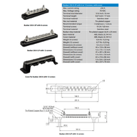 Victron Busbar 250A 2P/Terminals with 6 Screws & Cover
