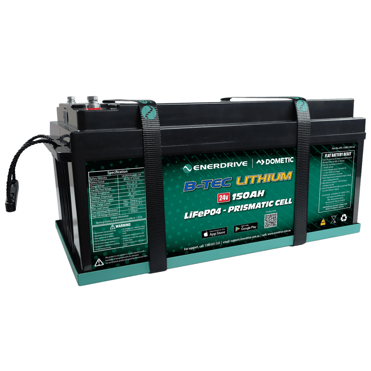 Enerdrive B-TEC 150amp / 24v LiFePO4 Battery Gen2 EPL-150BT