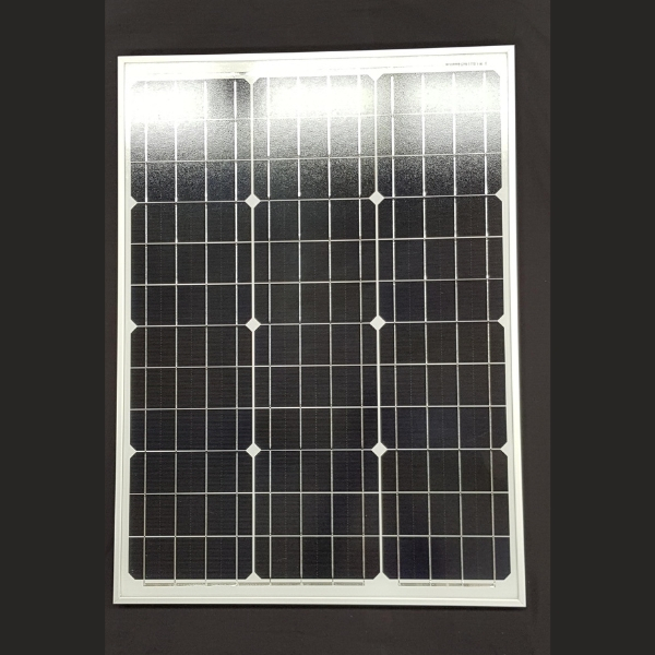 Monocrystalline Solar Panel, 50W, Vmp 18.1V, Imp 2.76A, 700x510x30mm