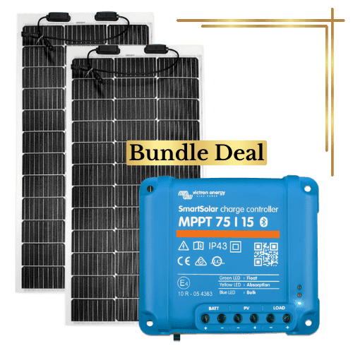 Sunman eArc 2 x 100W Flexible Solar Panel & Victron SmartSolar MPPT 75/15