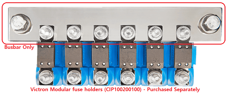 Victron Busbar to connect 6x Victron Modular fuse holders (CIP100200100)