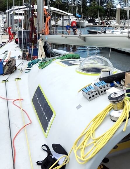 Flexible solar panels on Lisa Blair's yacht