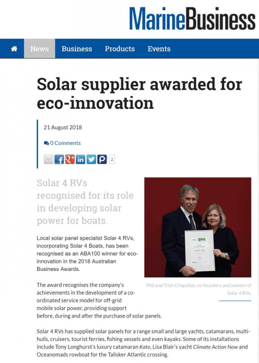 Marine Business article about Solar 4 RVs 1