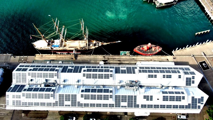 lightweight eArche solar panels on Wharf 7 Australian National Maritime Museum in Darling Harbour, Sydney 