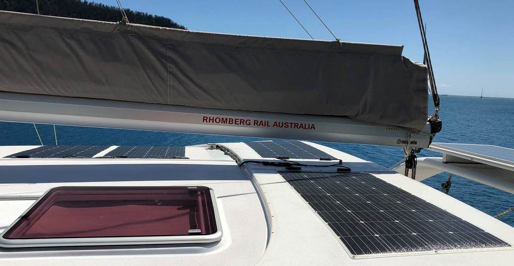 Thin lightweight, tough, durable eArche solar panels on yacht
