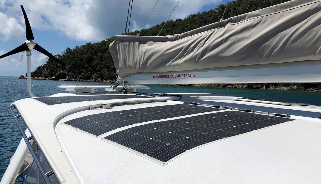 4 x 160W eArche lightweight thin tough solar panels on yacht