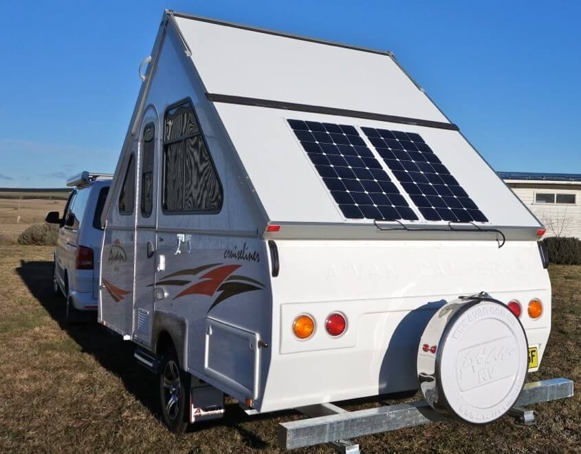 Avan with flexible solar panels installed