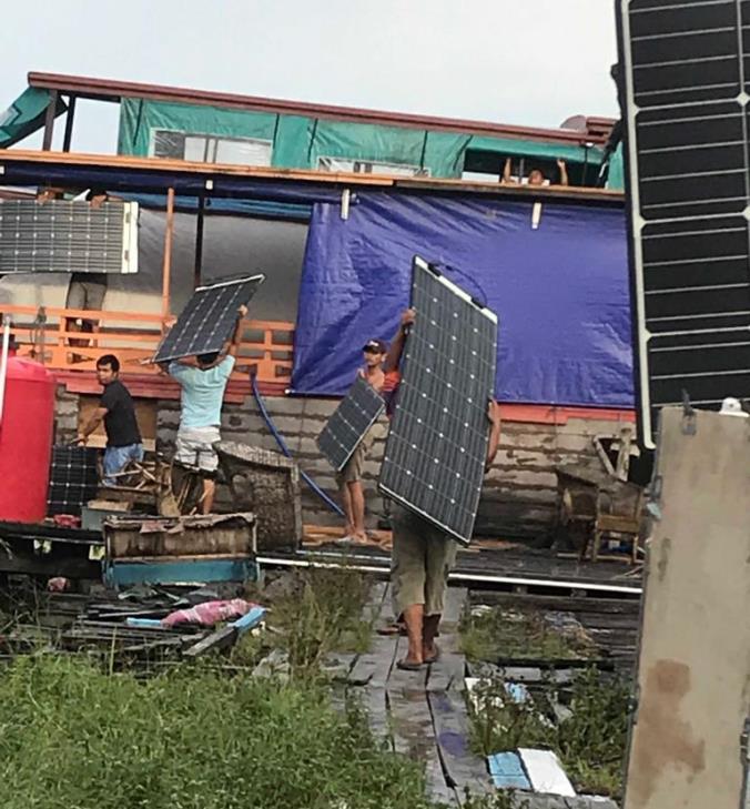 eArche lightweight solar panels being installed on eco-tourism boat in Borneo